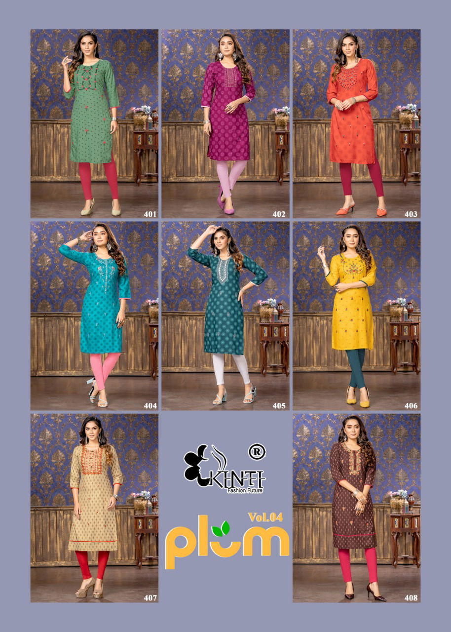 Kinti Plum 4 Casual Wear Rayon Wholesale Kurti Collection 